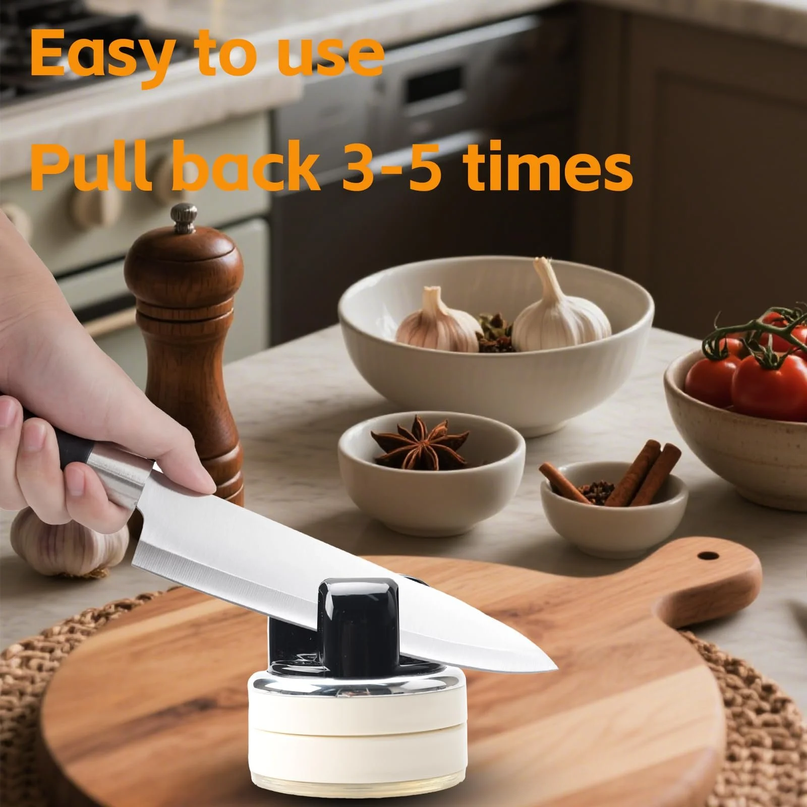 Точило для ножів та ножиць на присосці V-подібне біло-чорне, фото №3