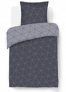 Постільна білизна двостороння Vision Hugo, антрацит - Підковдра, 140 x 200 см, з 1 наволочкою для односпального ліжка - 100% бавовна - Фото 1
