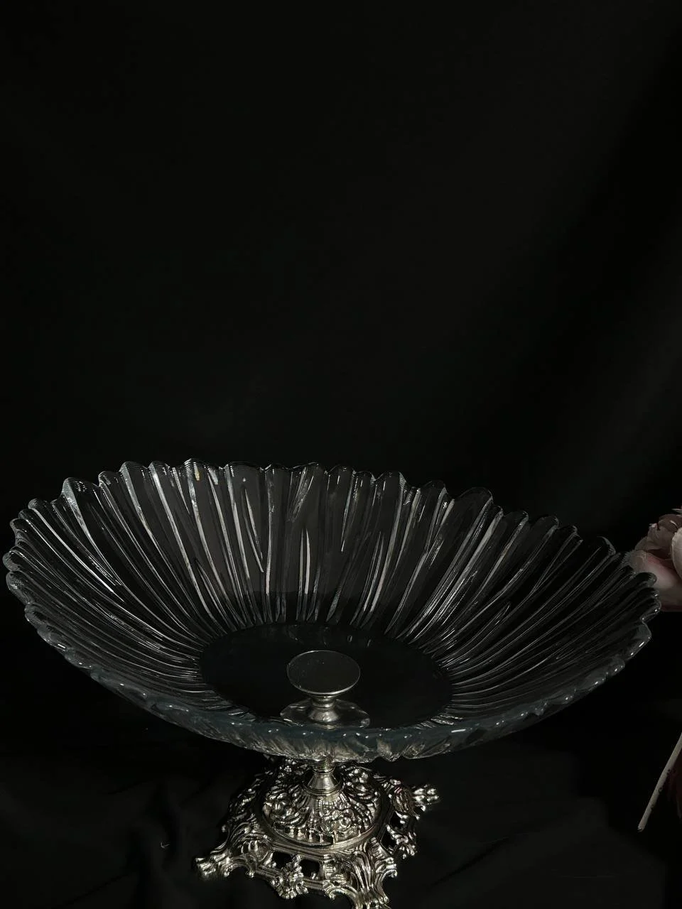 Цукерниця велика на срібній ніжці 33х26 см, фото №2