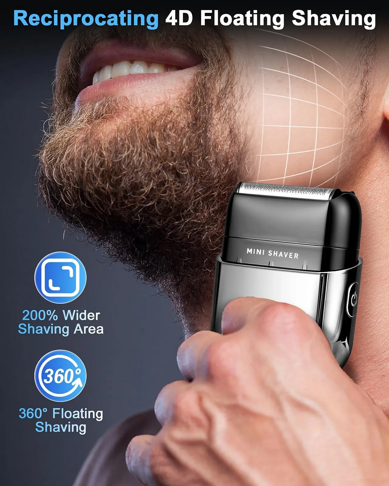 Електробритва Men's Electric Shaver Mini Foil IPX7 USB-C 120 хв LED-дисплей, фото №2 Електробритва Men's Electric Shaver Mini Foil IPX7 USB-C 120 хв LED-дисплей, фото №2