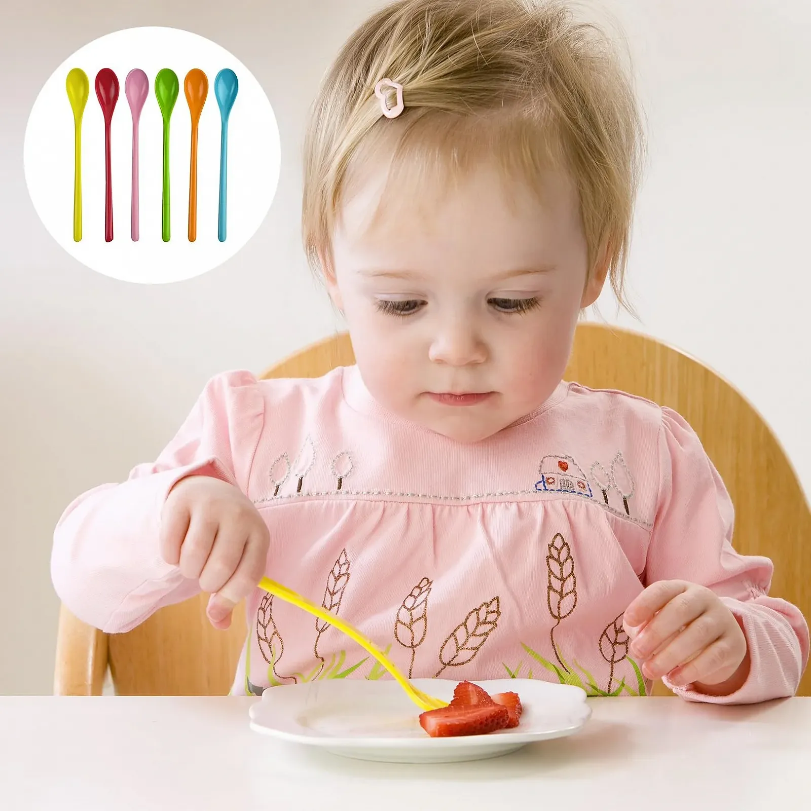 Набір з 6 ложок Пластикова Велика Кольорова, фото №6