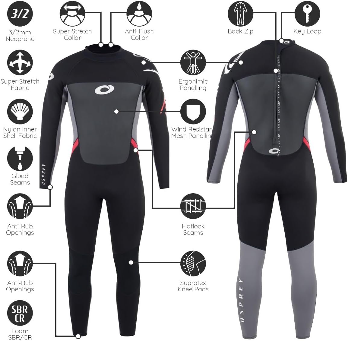 Гідрокостюм для серфінгу Osprey Origin 3 mm Black, фото №3