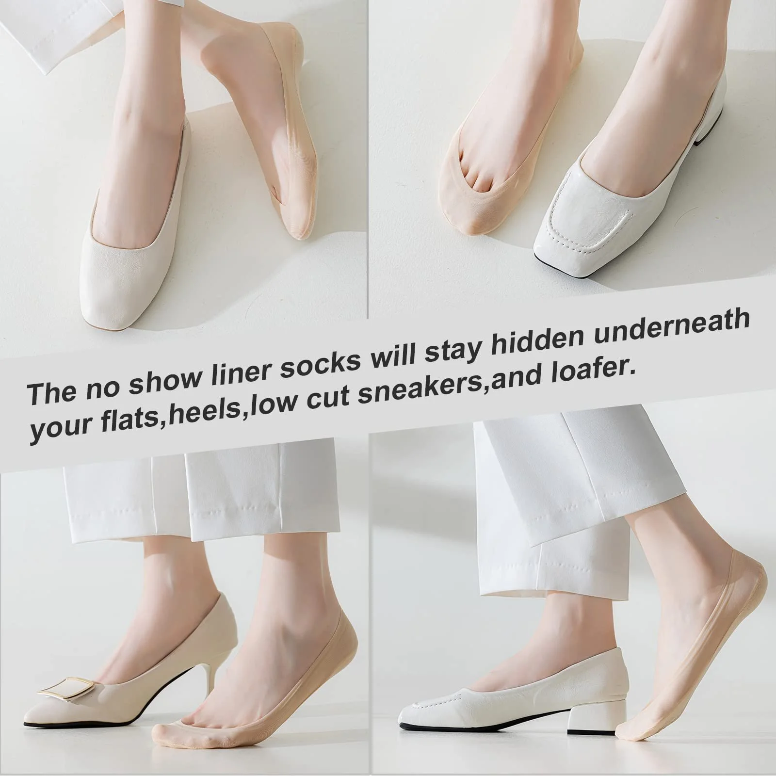 Носки-невидимки Caudblor 9 пар с нескользящим силиконом для женщин 36-39 38-41, фото №4