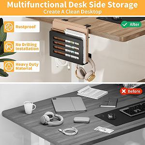 Подставка для ноутбука 3 в 1 с крючками и держателями для кабелей, регулируемая, для хранения под столом, без сверления, органайзер для стола для офиса и дома synthetic.ua - Фото 1