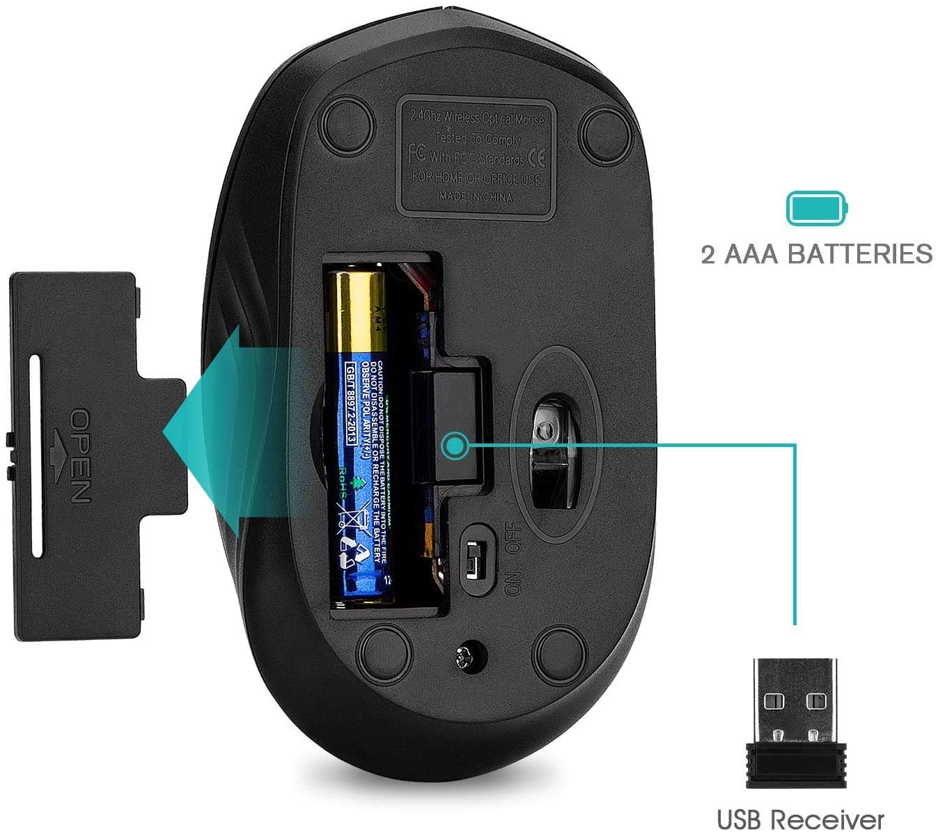 Мышь Rii беспроводная (2 шт.) Черный & Черный, фото №5