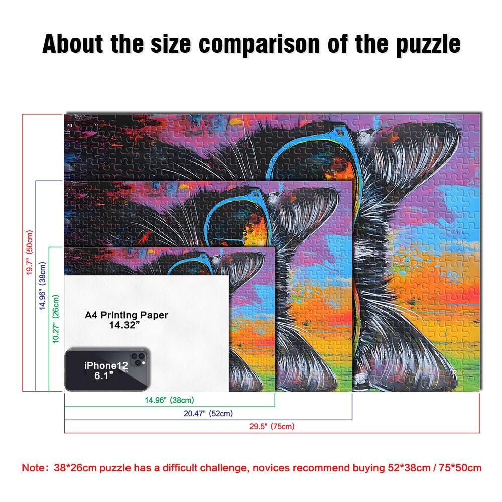 Пазл Coole Katze Sonnenbrille Abstrakte Malerei 1000 деталей 38x52 см, фото №5