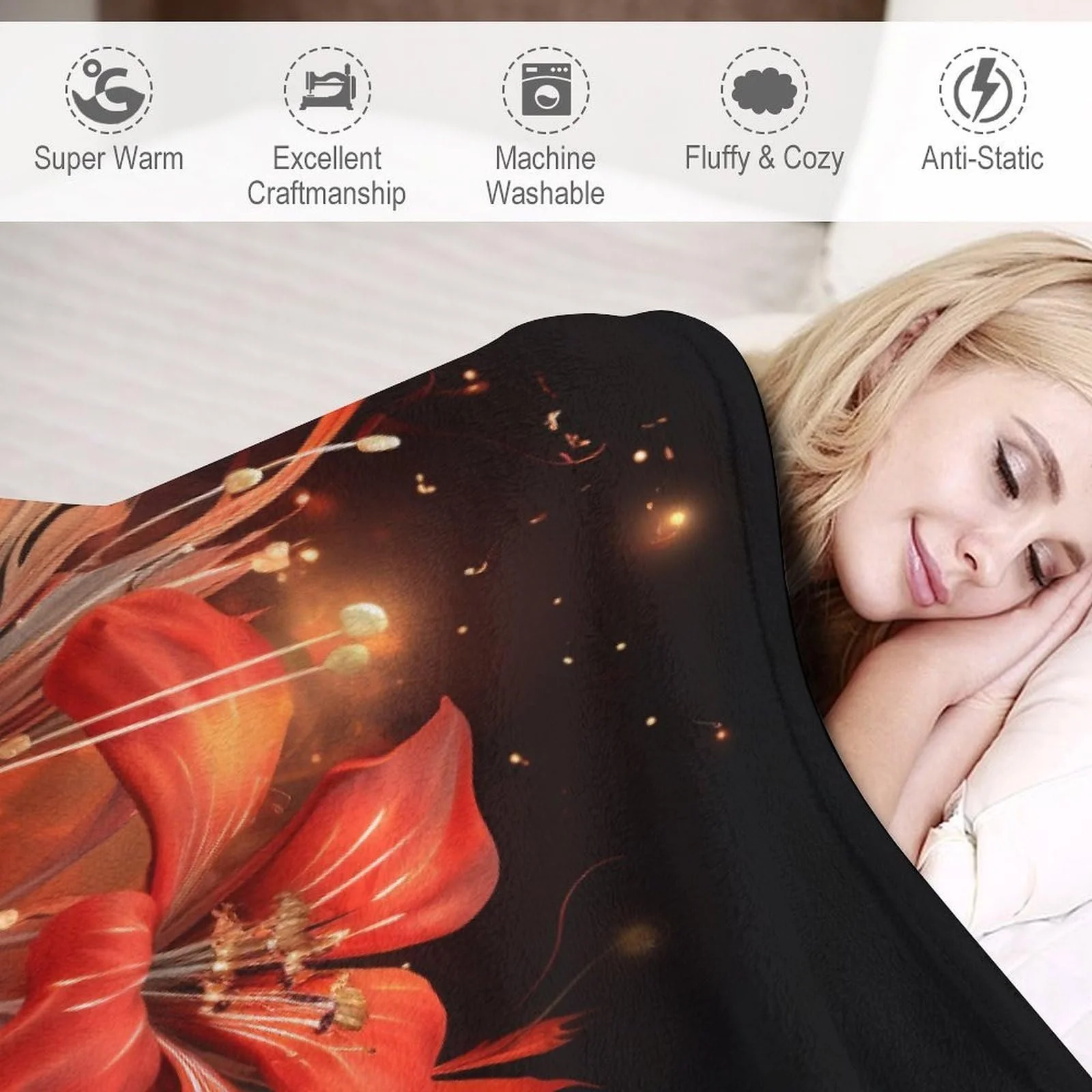 Покривало Квіткова, Пухнаста для дивана, фото №3