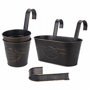 Підвісний горщик Coolty Набір 3 шт. Металевий вінтажний зі знімними гачками (круглі та овальні) - Фото 1