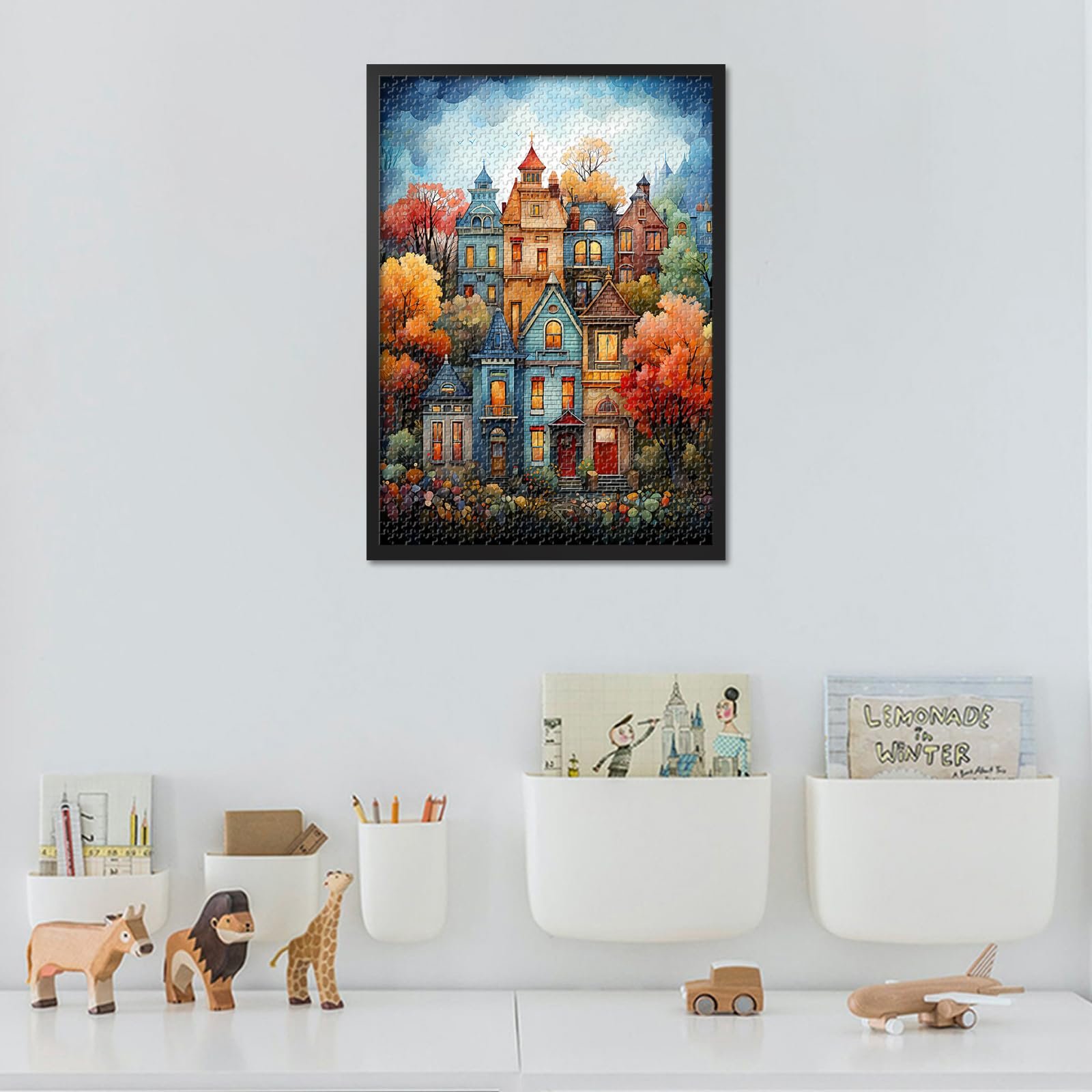 Пазли Coloured House with Trees 1000 елементів 70 х 50 см Blue Sky, фото №6