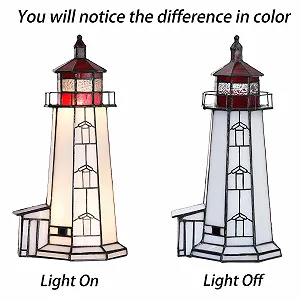 Настільна лампа Bieye Tiffany Style L30770 Вітражне скло Маяк 2,6x6x12 дюймів Червона synthetic.ua - Фото 1