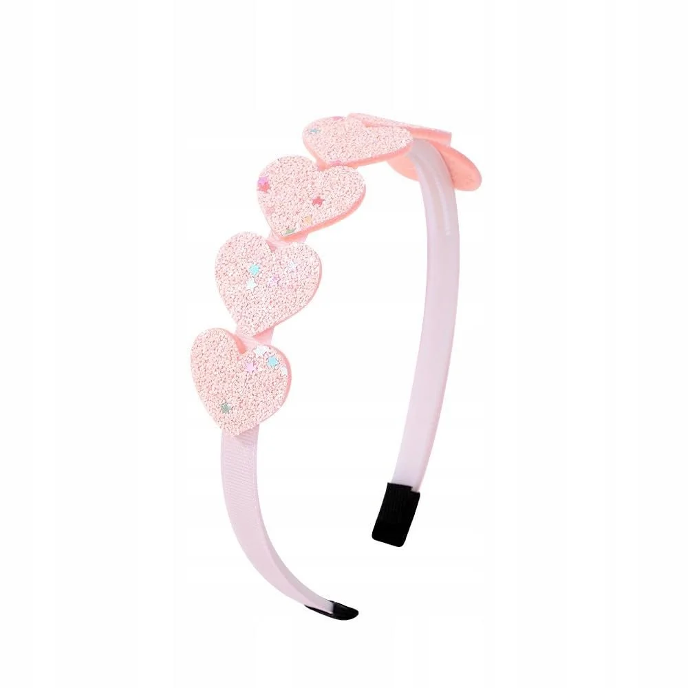 Набір дитячих обручів для волосся 4 шт Блискітки Серця та Зірки, фото №4