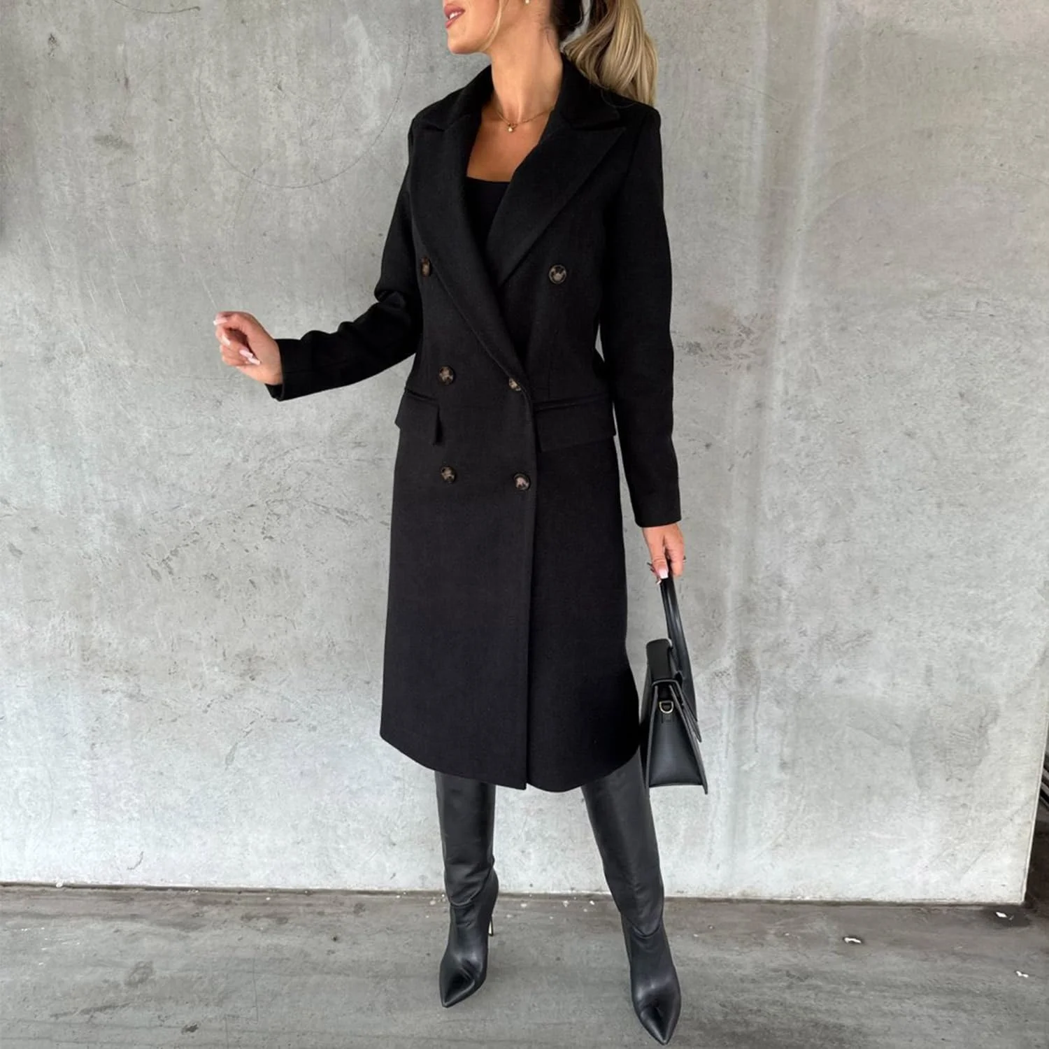 Пальто Laemilia Двубортное Длинное Женское, фото №4 Пальто Laemilia Двубортное Длинное Женское, фото №4