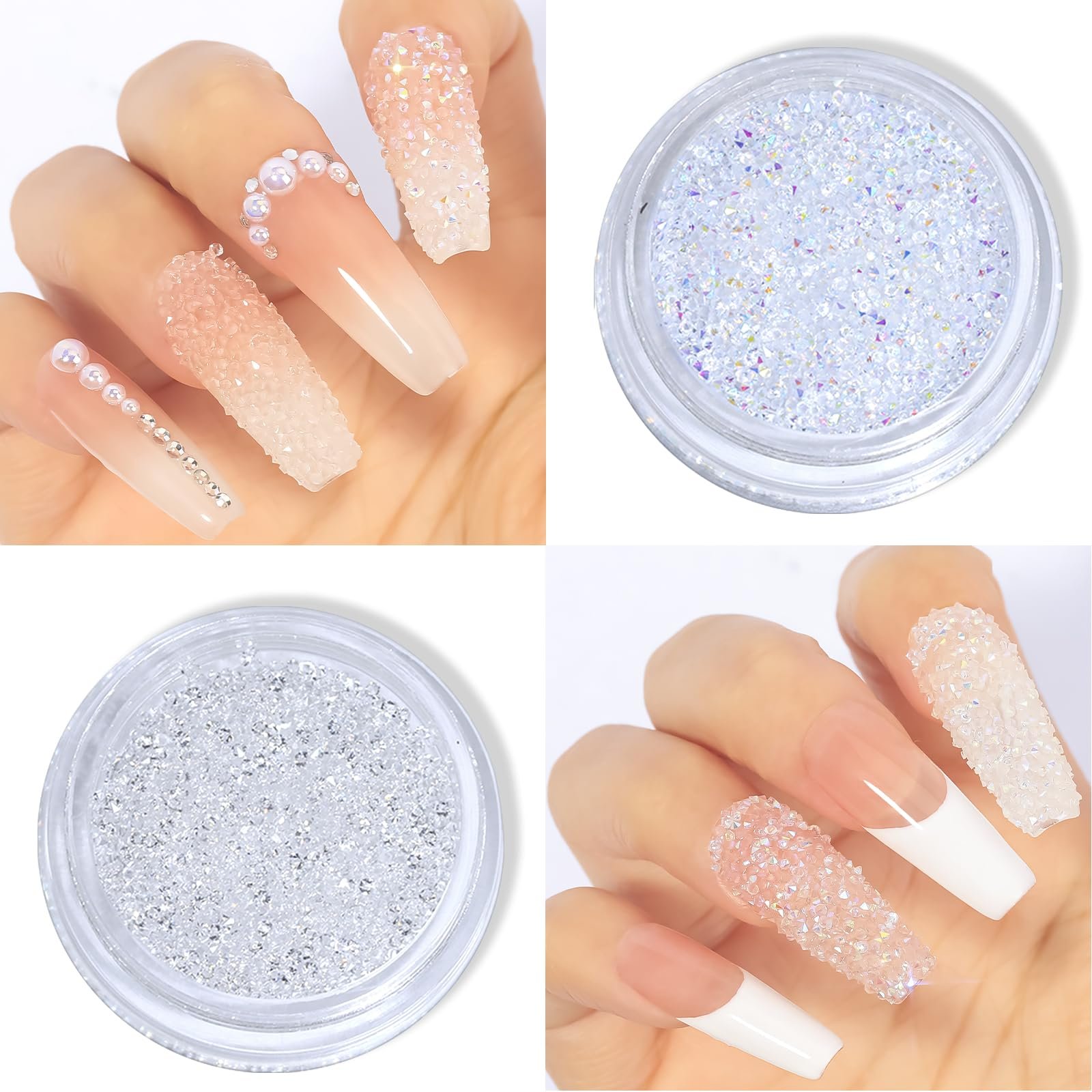 Стразы и жемчуг для ногтей HNUIX 4 шт, кристаллы, стразы, искусственные бриллианты, жемчуг для ногтей, 3D украшения для ногтей, с восковым карандашом и пинцетом, фото №5