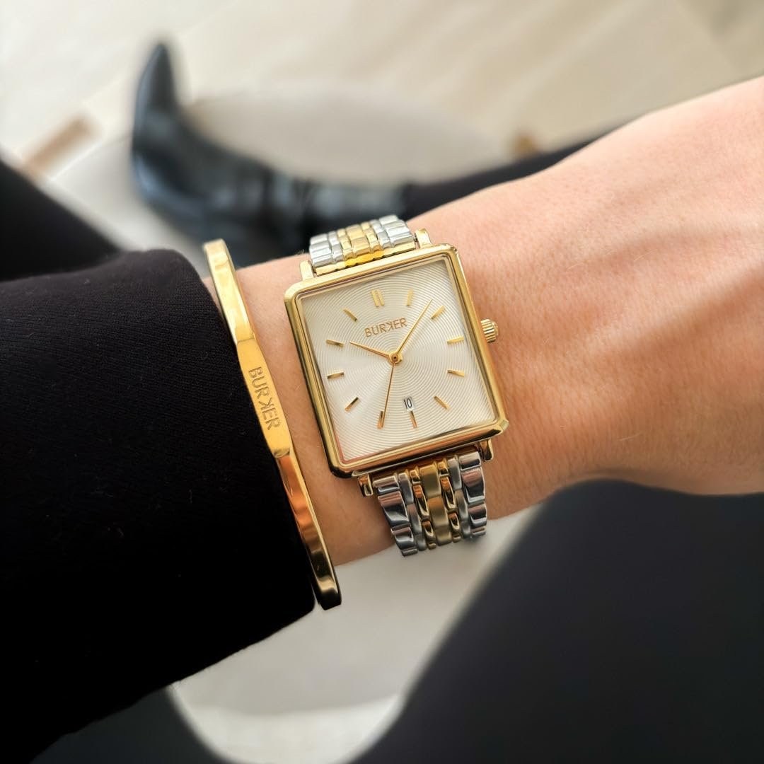 Женские часы Квадратные BURKER Daisy Аналоговые Кварцевые 28 мм Золотой, Серебряный, Браслет, фото №2 Женские часы Квадратные BURKER Daisy Аналоговые Кварцевые 28 мм Золотой, Серебряный, Браслет, фото №2