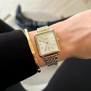 Женские часы Квадратные BURKER Daisy Аналоговые Кварцевые 28 мм Золотой, Серебряный, Браслет synthetic.ua - Фото 1