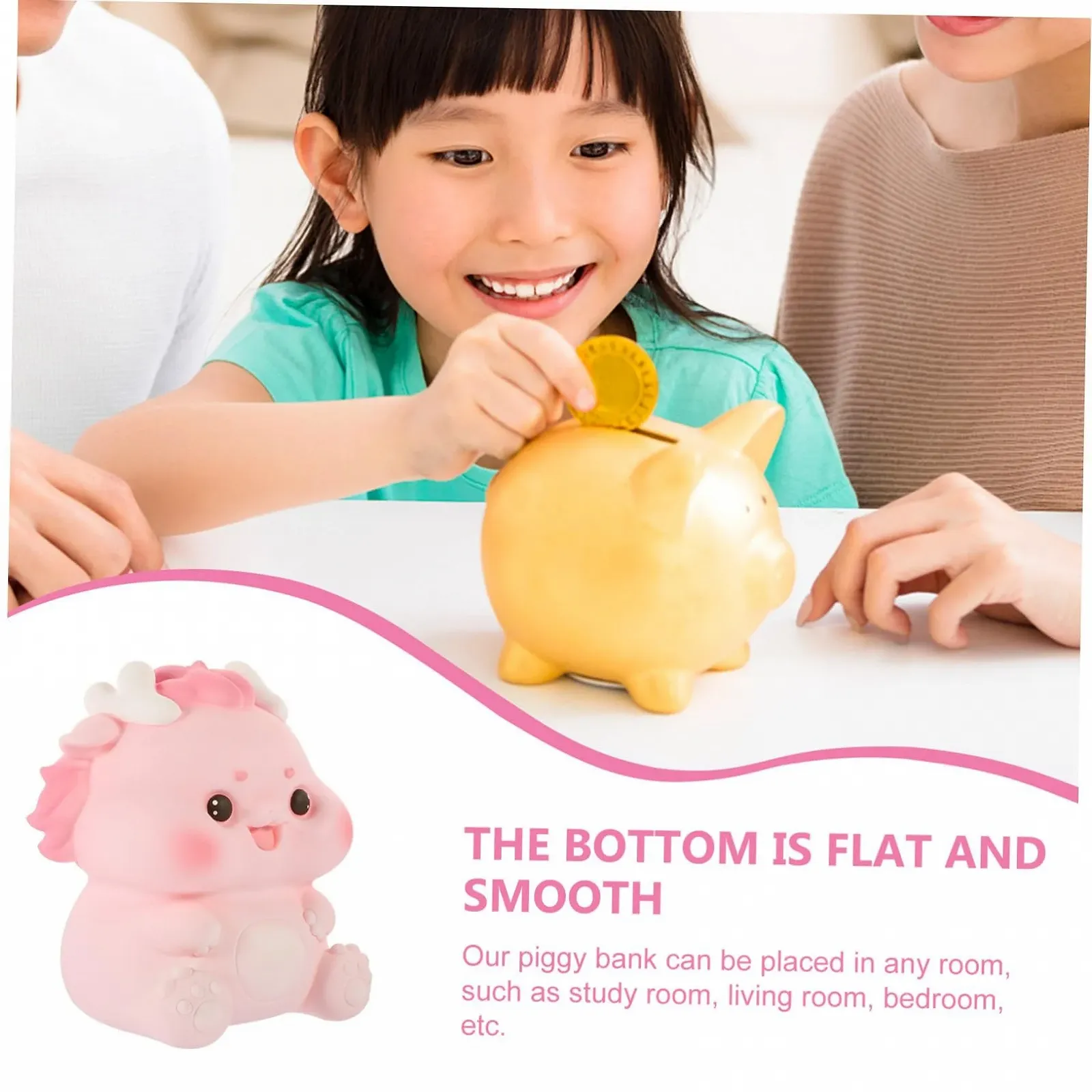 Копилка VICASKY Дракон Средняя Виниловая Розовая, фото №4