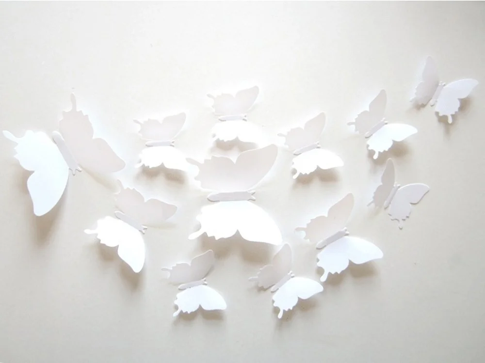 Наклейки на стіну 12 Pieces 3D Butterfly White, фото №1 Наклейки на стіну 12 Pieces 3D Butterfly White, фото №1