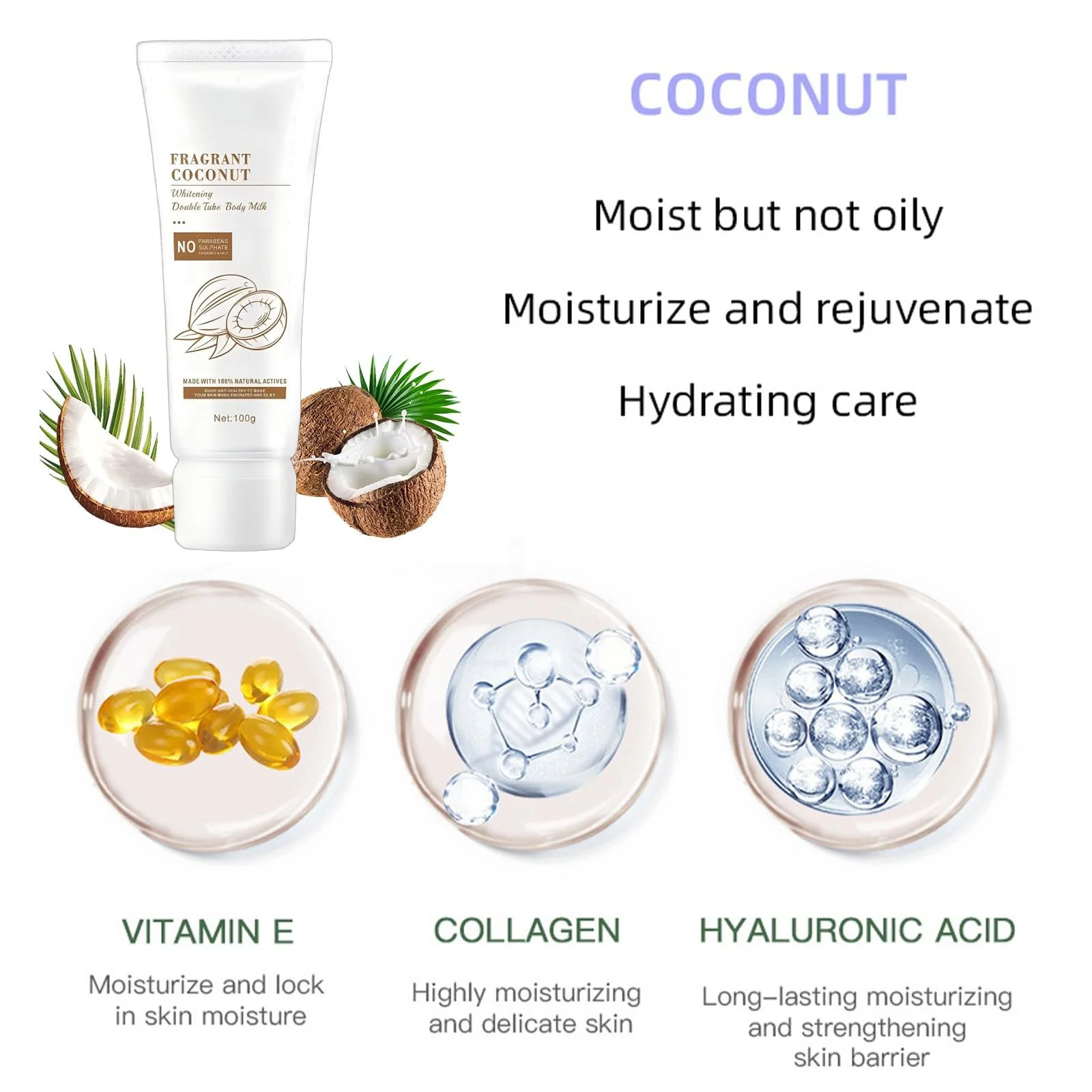 Лосьйон для тіла Coconut, Освітлюючий та інтенсивно зволожуючий, Живильний, Швидко поглинається, фото №2 Лосьйон для тіла Coconut, Освітлюючий та інтенсивно зволожуючий, Живильний, Швидко поглинається, фото №2