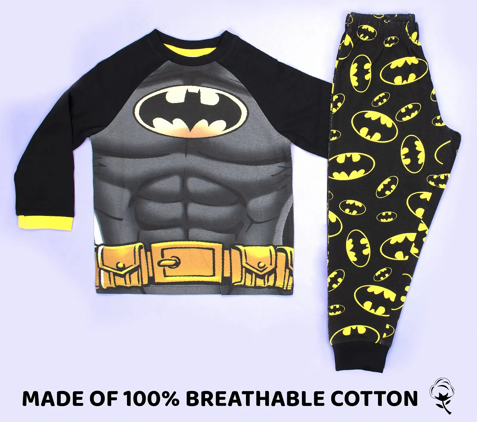 Піжама BATMAN Дитяча Чорний Костюм з довгими рукавами 100% Бавовна, фото №5