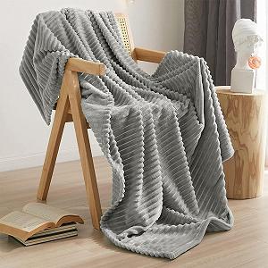Одеяло QOFLY Мягкое, Фланелевое одеяло для дивана, Серый, 200 x 230 см - Фото 1