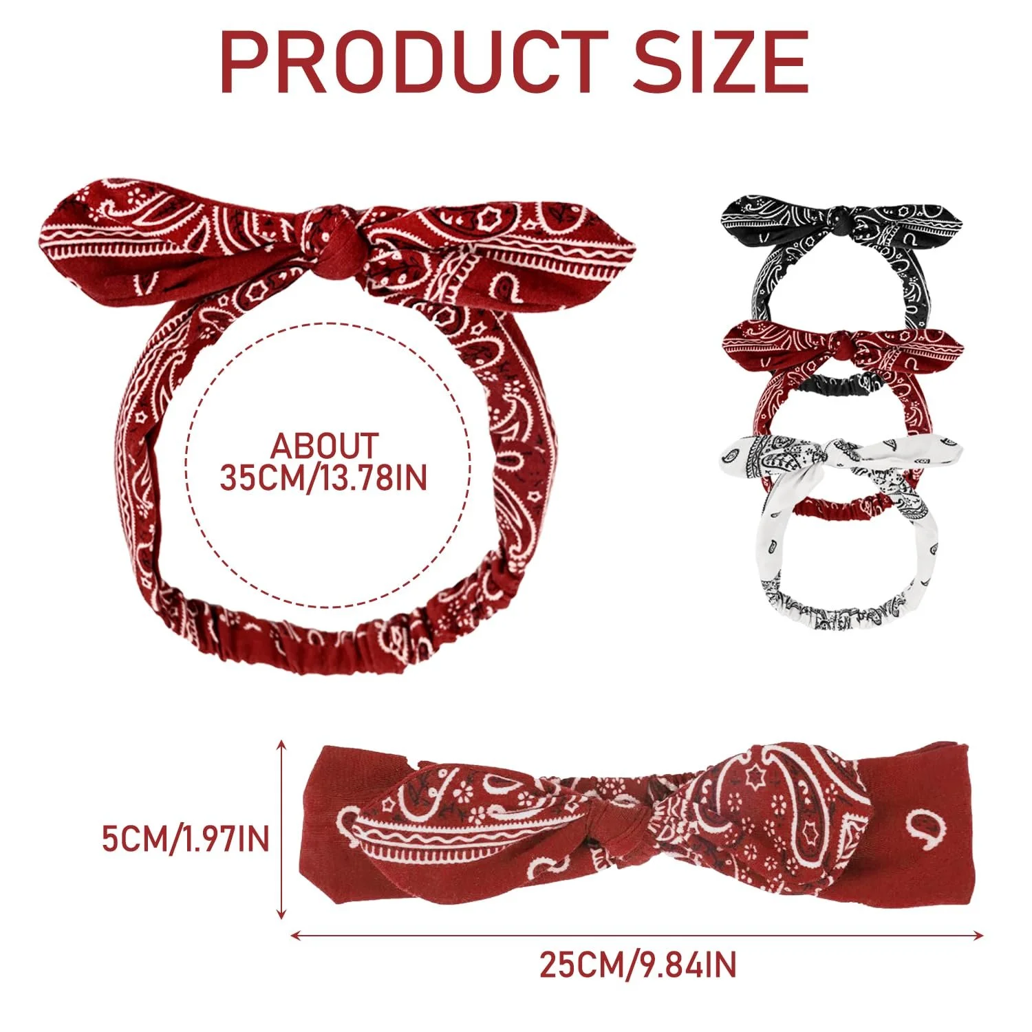 Пов'язка на голову Еластична бандана з кролячими вушками Ретро Бохо, фото №2