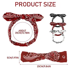 Повязка на голову Эластичная бандана с кроличьими ушками Ретро Бохо synthetic.ua - Фото 1