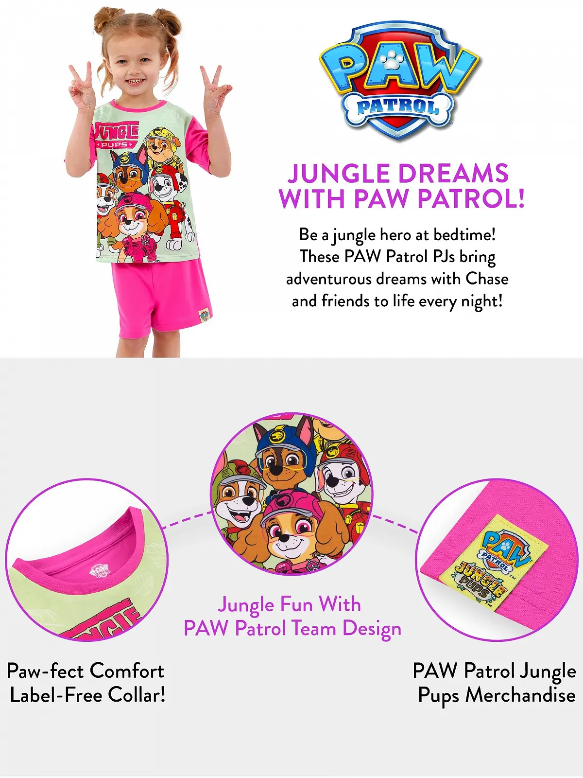 Пижама PAW PATROL Детская пижама для девочек Короткая пижама Размеры 92-128, фото №7 Пижама PAW PATROL Детская пижама для девочек Короткая пижама Размеры 92-128, фото №7