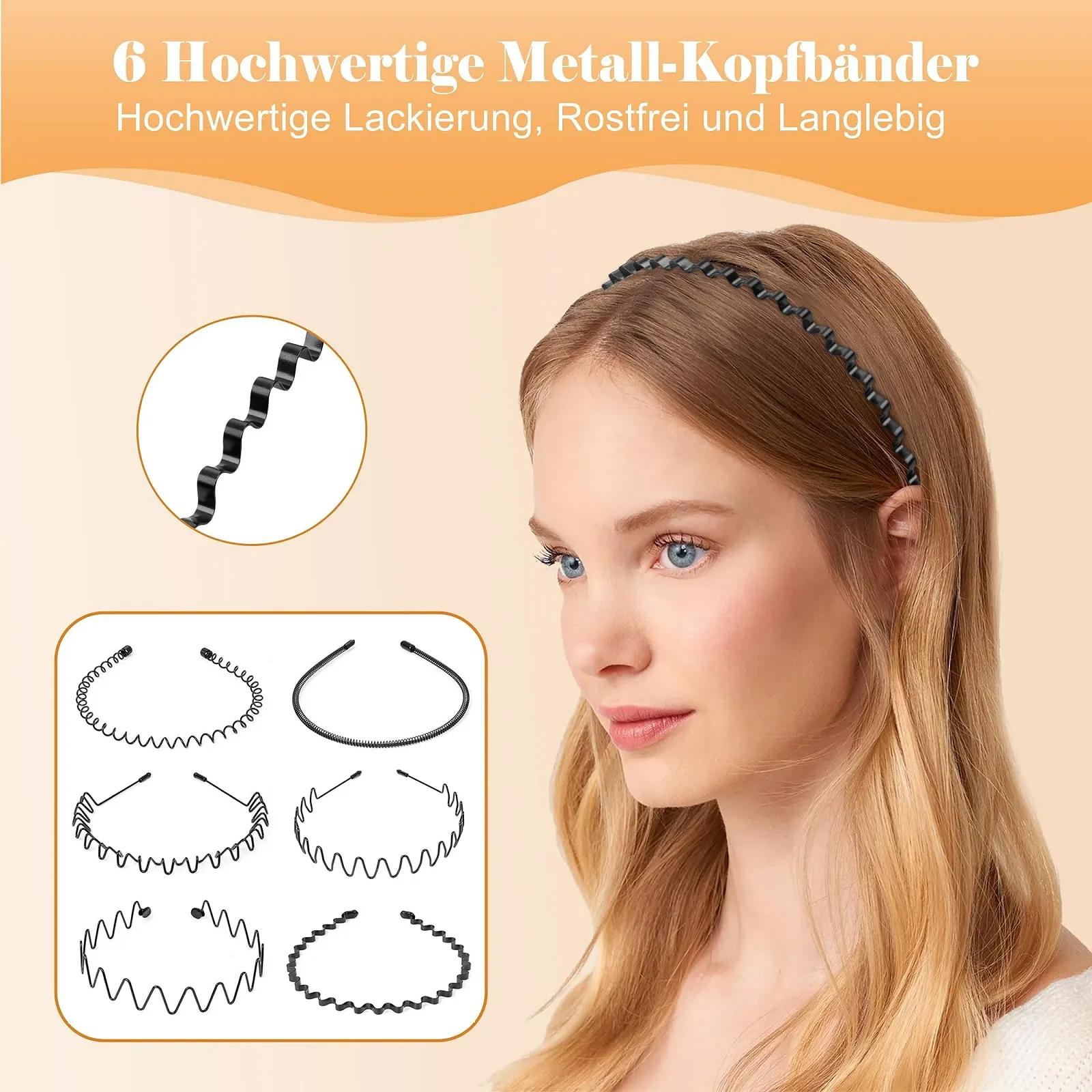 Набір з 6 металевих обручів для волосся, фото №2