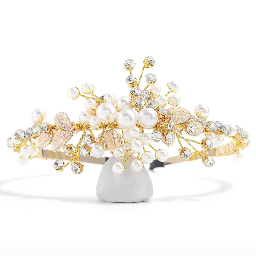 Обруч на голову для дівчинки IYOU з квітами, перлами, фото №1