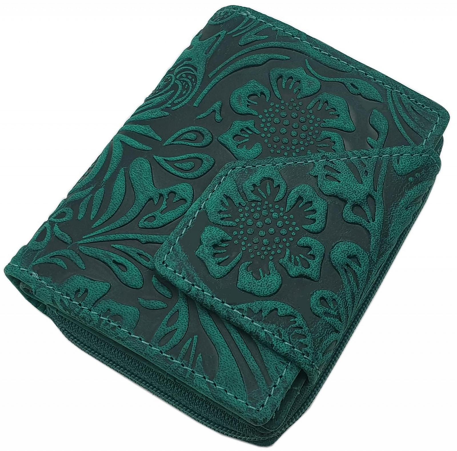 Кошелек женский Myledershop Маленький Buffalo Full Leather Портретный RFID & NFC защита, petrol, фото №1