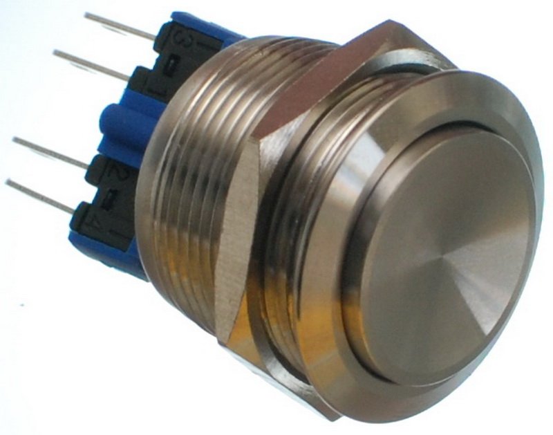 Кнопка антивандальна VJ Parts d25mm стрижка 22mm h30mm 4 контакту, фото №1