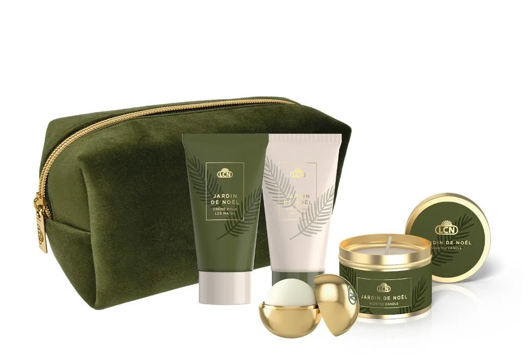 Набір LCN "jardin de noel" Deluxe - Крем для рук та ніг, бальзам для губ, ароматична свічка, фото №1