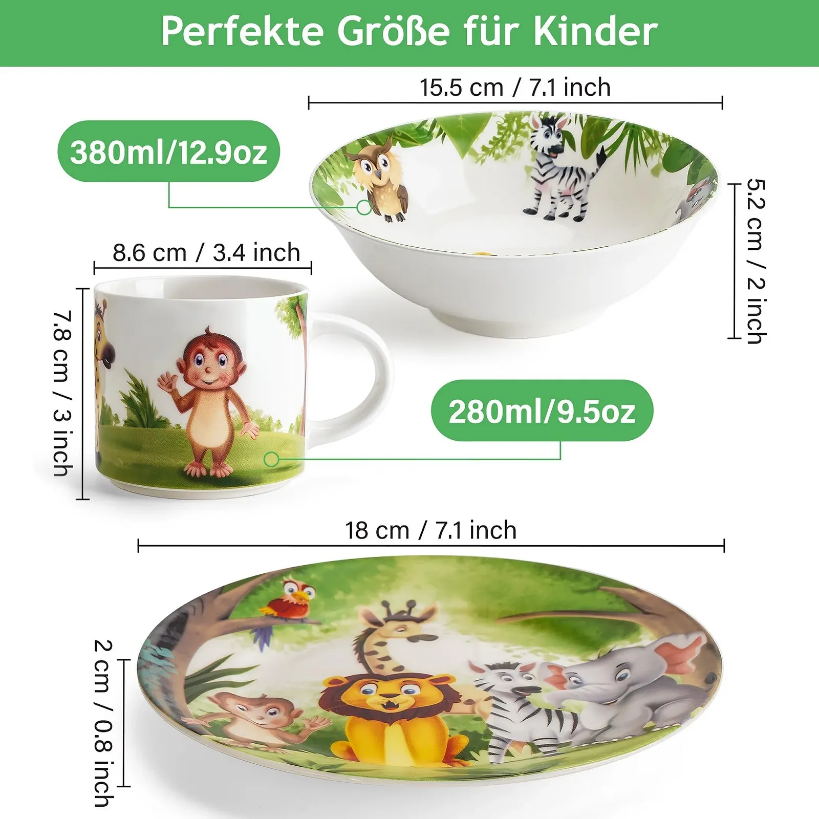 Набір дитячого посуду MIAMIO Dungle Jungle Green (3 предмети), фото №2