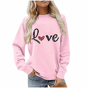 Женский свитшот Gwnauz с принтом букв, джемпер, уличная одежда на Рождество, День Святого Валентина, с длинными рукавами, с круглым вырезом, большого размера, повседневный пуловер, подарок synthetic.ua - Фото 1