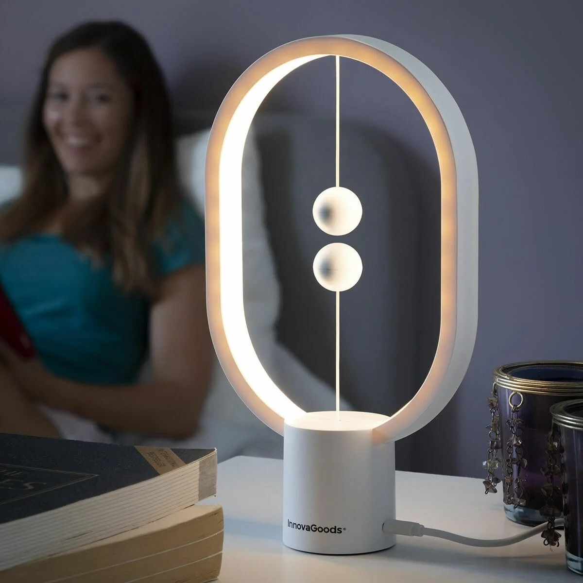 Настільна лампа InnovaGoods Magilum Balance Light Магнітний вимикач LED Біла, фото №2