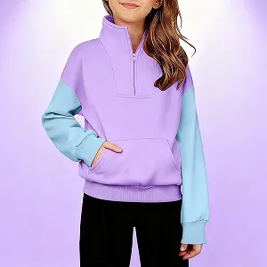 Свитшот Generisch для девочек, с круглым вырезом, оверсайз, легкий спортивный пуловер, однотонный базовый лонгслив с карманами synthetic.ua - Фото 1