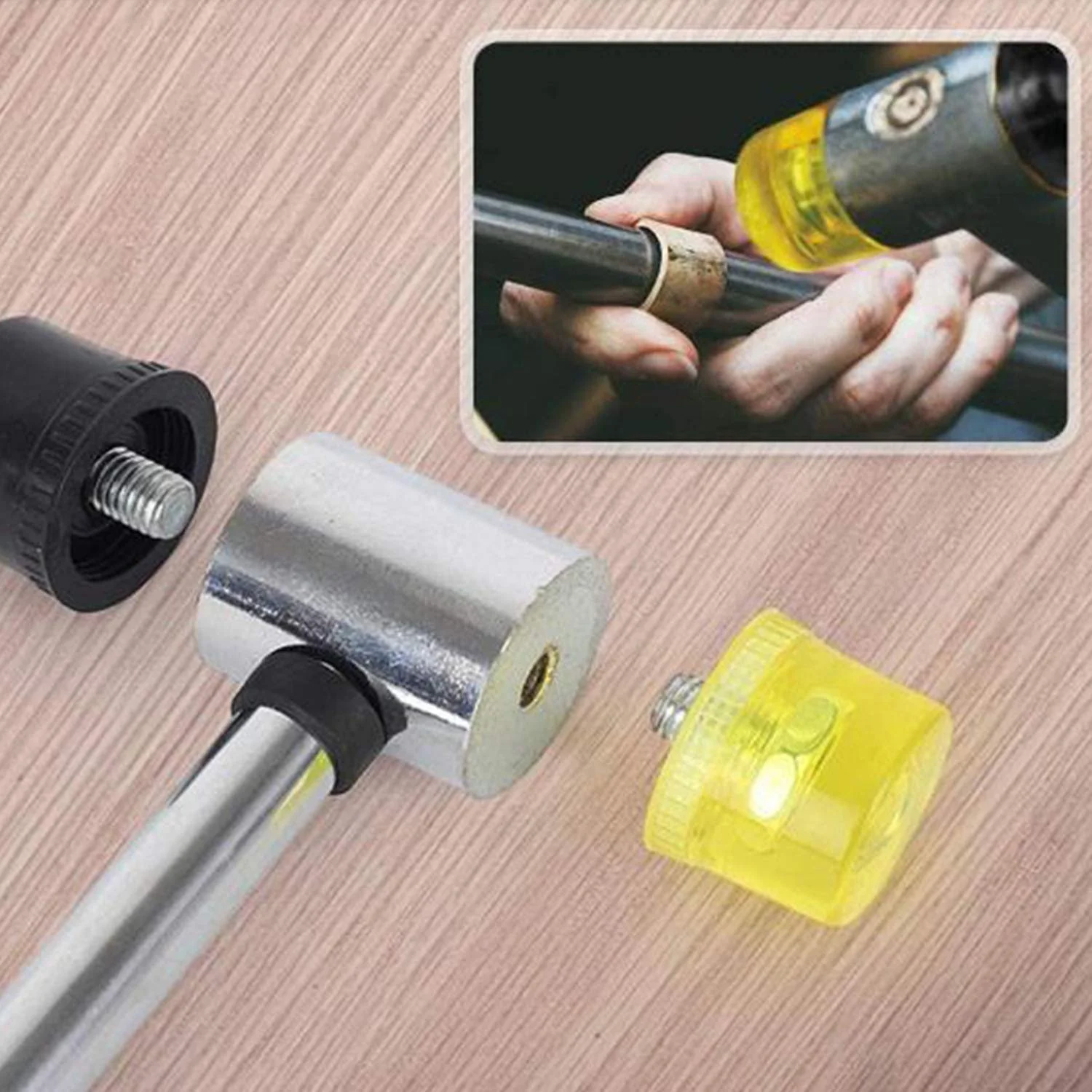 Гумовий молоток зі сталевою трубкою та нековзною ручкою для DIY проектів та майстерень, фото №7 Гумовий молоток зі сталевою трубкою та нековзною ручкою для DIY проектів та майстерень, фото №7