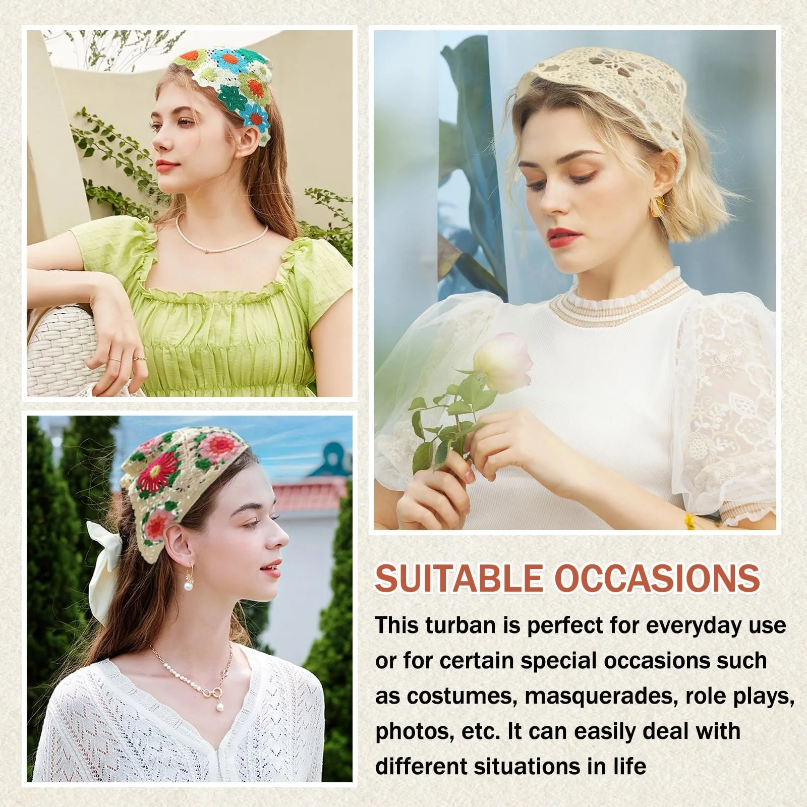 Набір богемних пов'язок на голову для жінок, 4 шт., фото №6 Набір богемних пов'язок на голову для жінок, 4 шт., фото №6