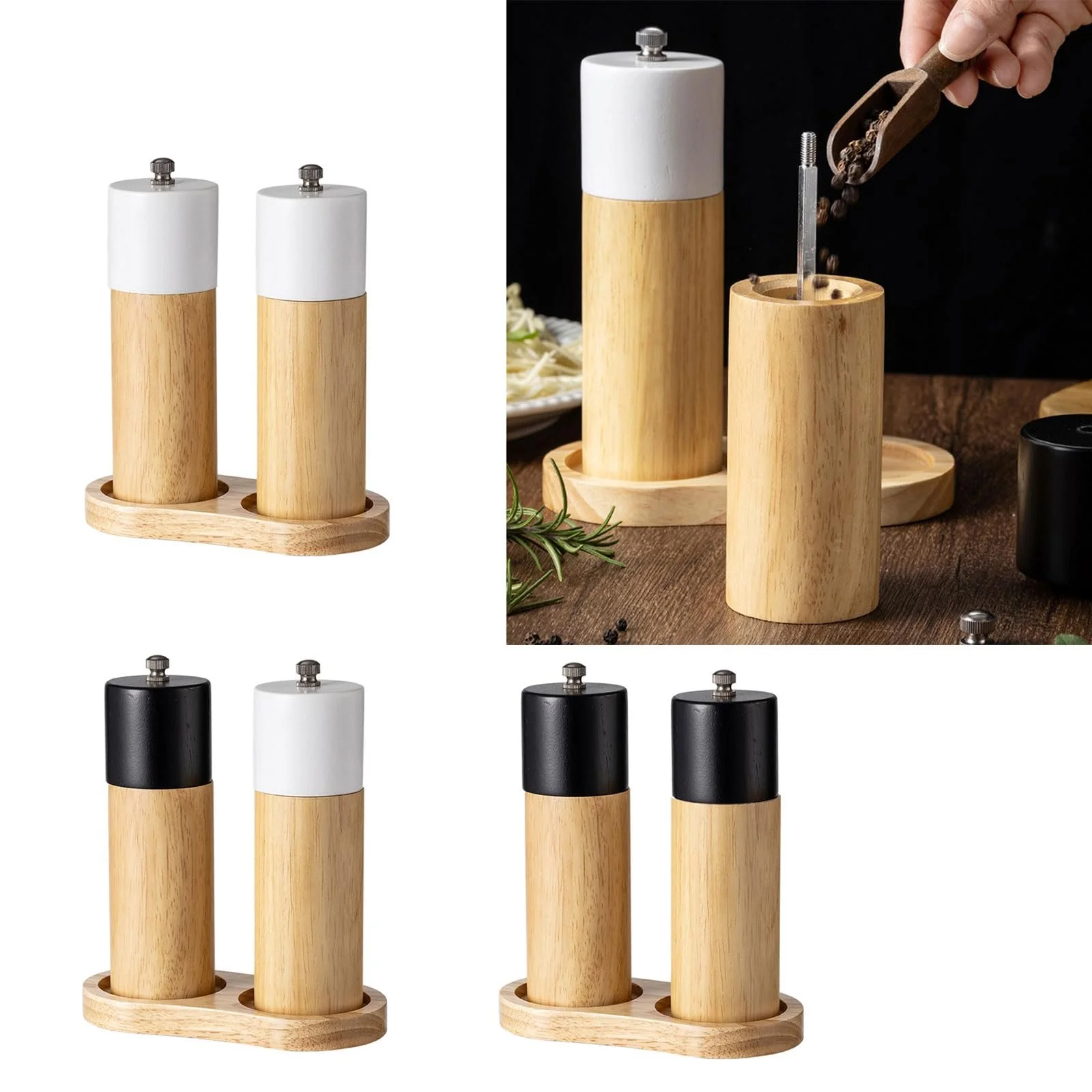 Дерев'яний Млинок для Спецій Регульована Зернистість для Солі та Перцю, фото №5