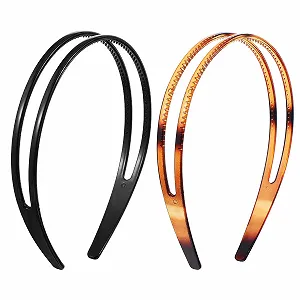 Обруч TIESOME Пластиковий Подвійний Чорний + Коричневий - Фото 1