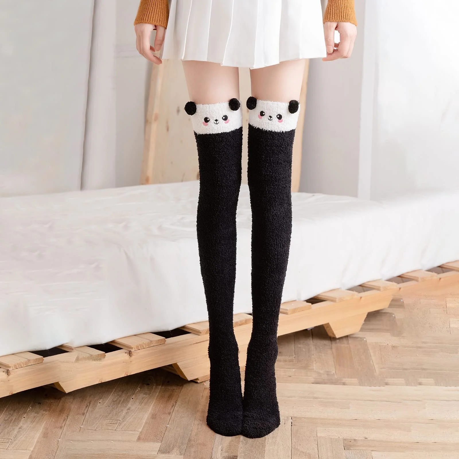 2 пари пухнастих високих шкарпеток до стегон для жінок, фото №7