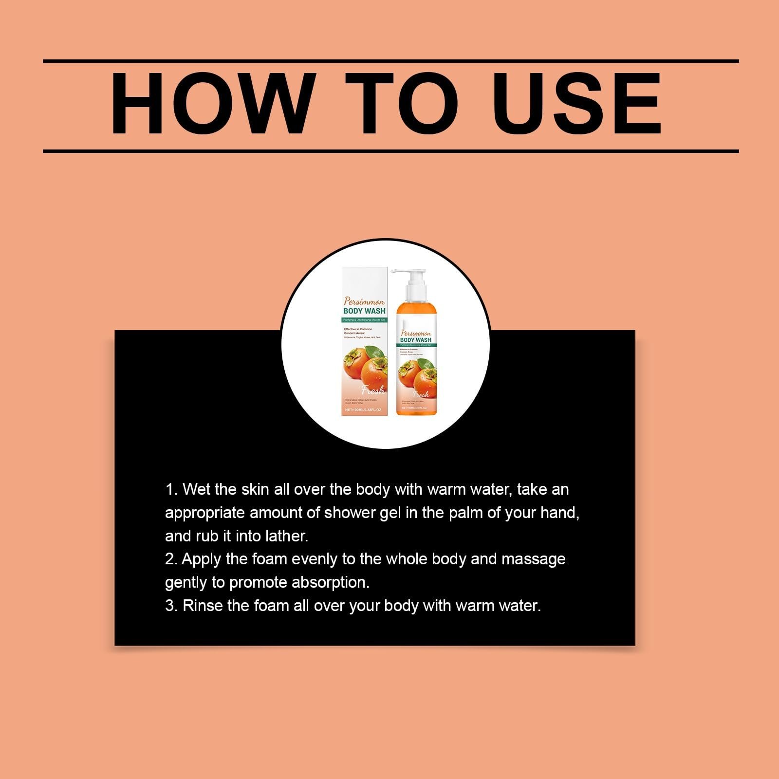 Гель для душу Kaki-Körperwaschmittel Geruchskontrolle з екстрактом хурми очищувальний дезодорувальний 1 шт., фото №7