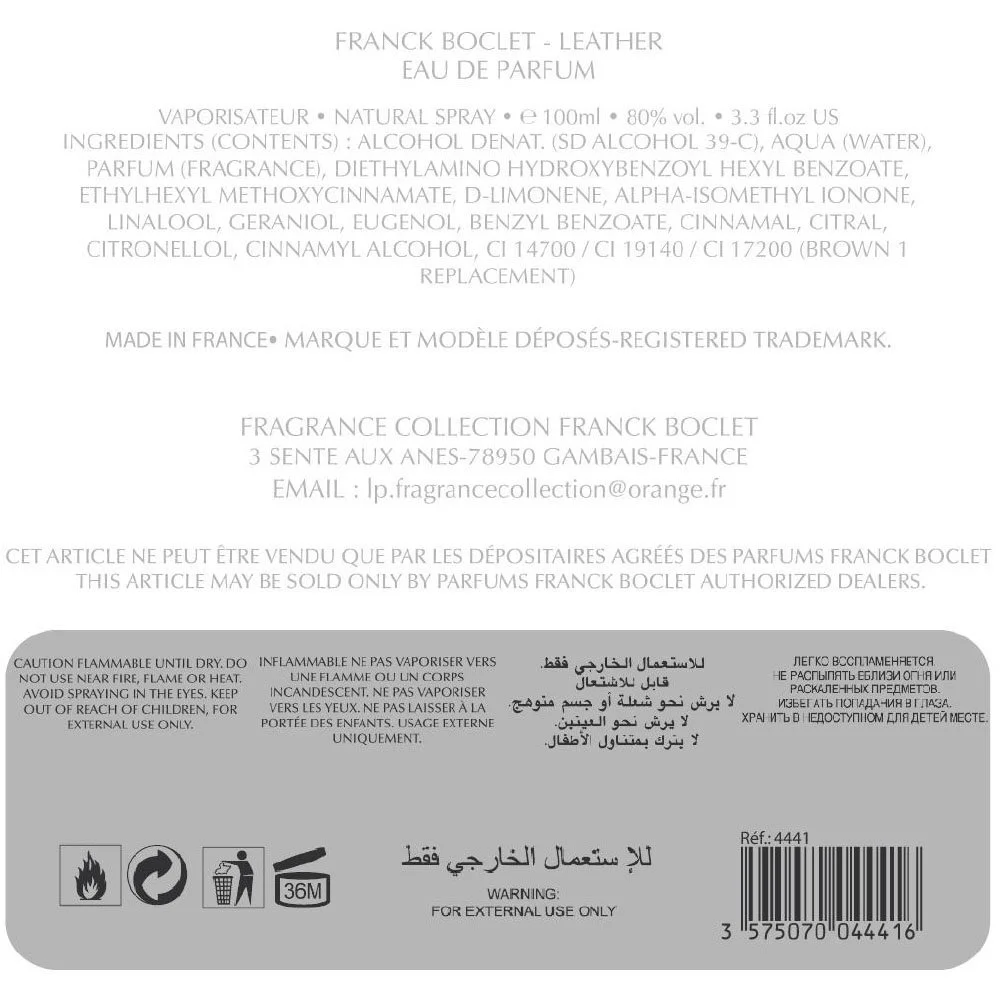 Парфумована вода Franck Boclet Leather 100 мл, фото №6