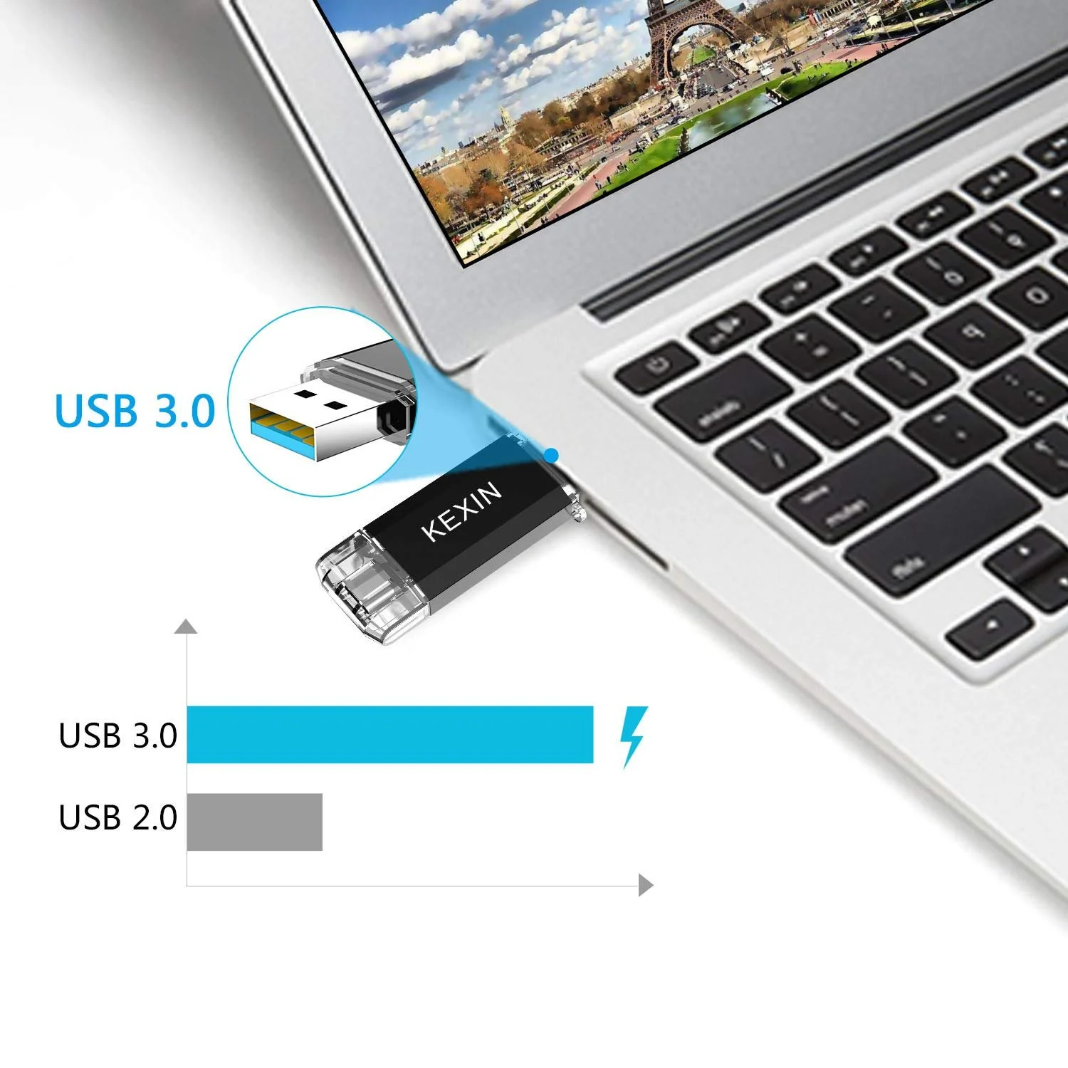 USB-флеш-накопитель KEXIN 128 ГБ USB 3.0 Type-C USB-A 110 МБ/с, фото №4