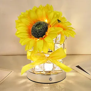 Настільна лампа-нічник Sunflower Flower USB Rechargeable Touch Control 3 Colours Crystal Ornament (A) - Фото 1