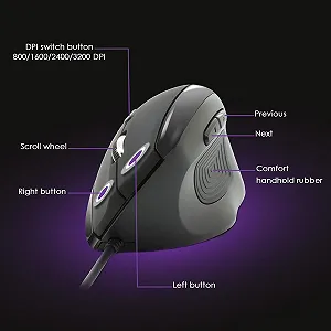 Мышь Vertical NEWWAY A3E 3200 DPI USB Кабель Регулируемый Вес synthetic.ua - Фото 1