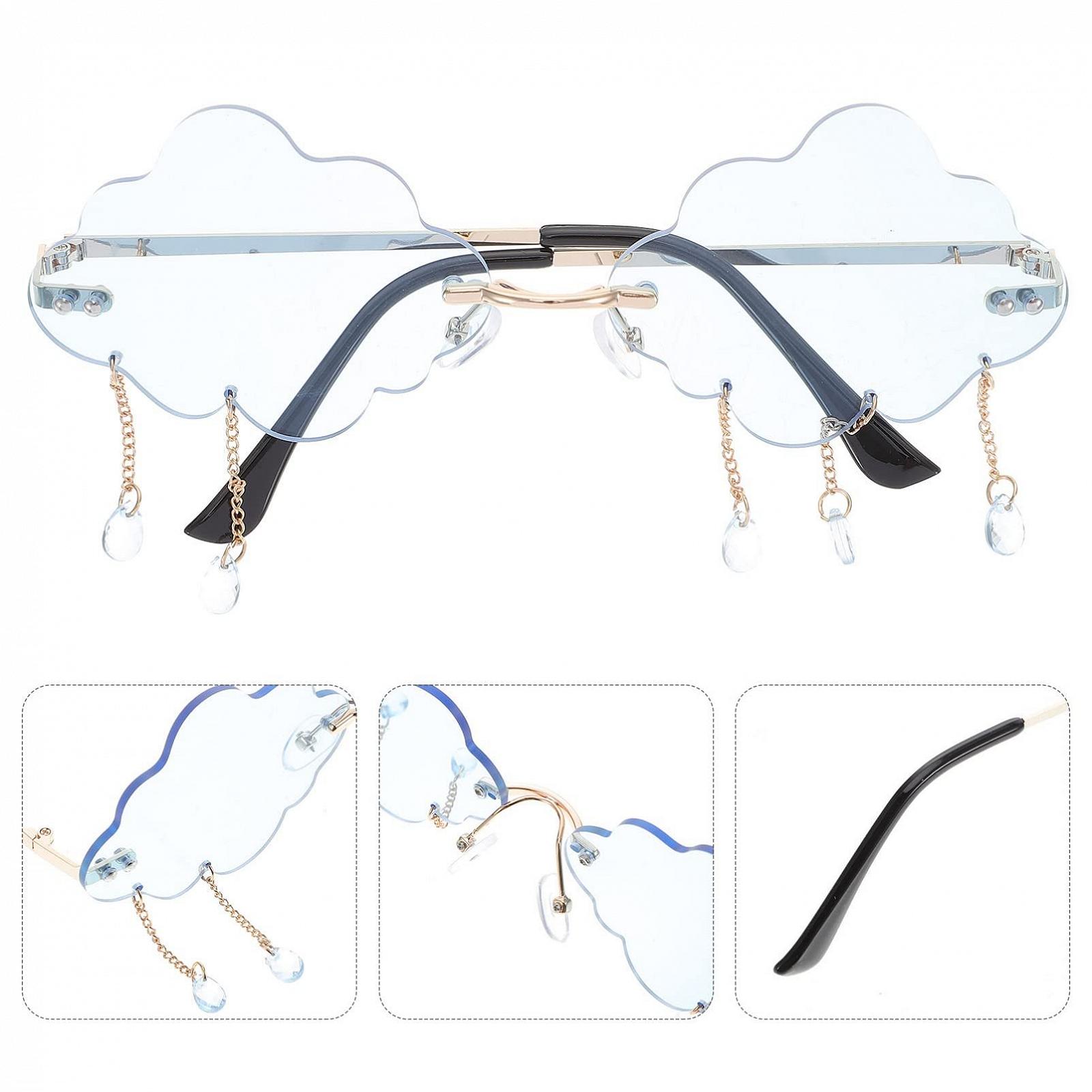 Сонцезахисні Окуляри STOBOK Без Оправи Хмари Вінтажні Кристал Дощу Сині, фото №5