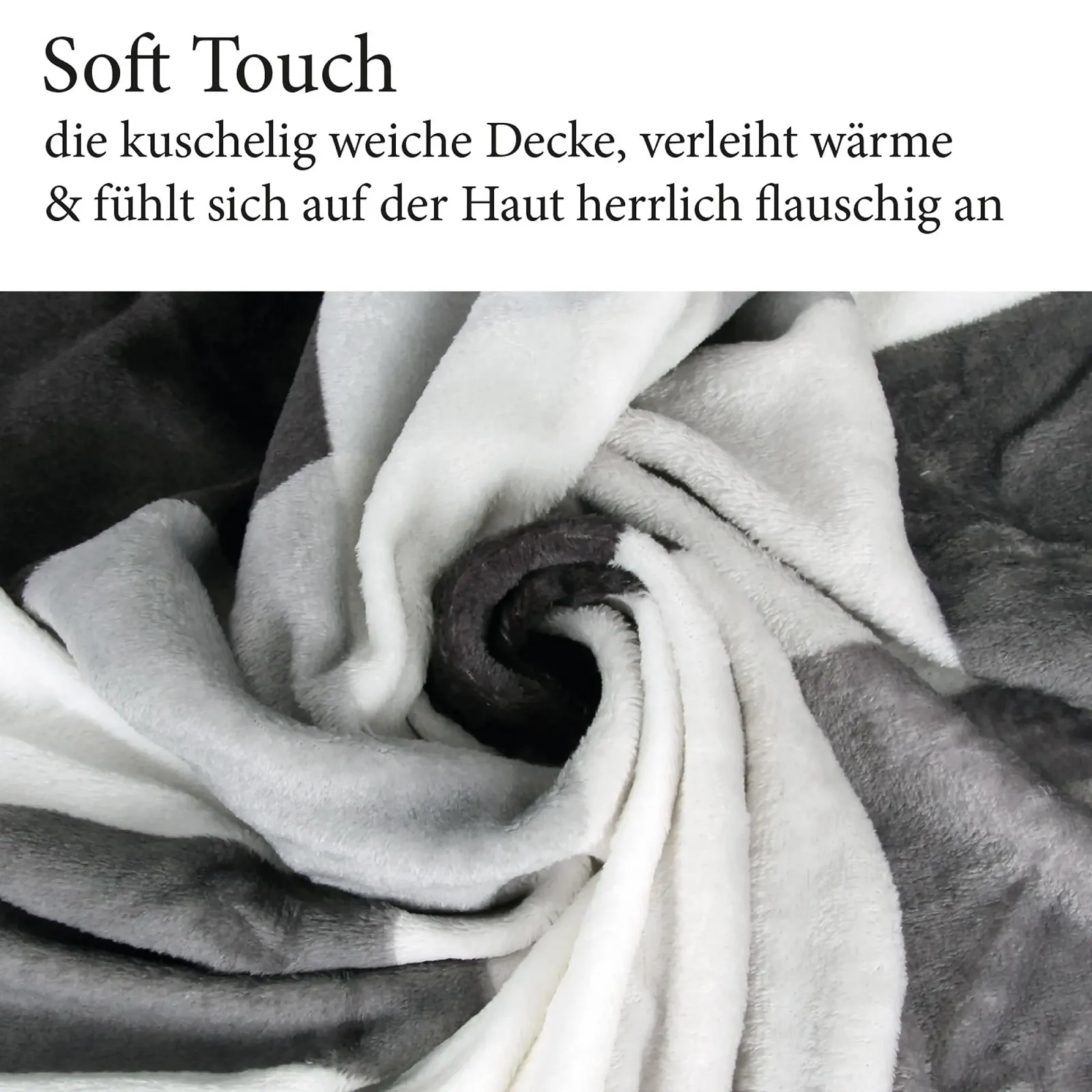 Покривало Bestlivings XXL (130 x 170 см) - Світло-сіра в клітинку - Флісова Покривало з мікрофібри, фото №4