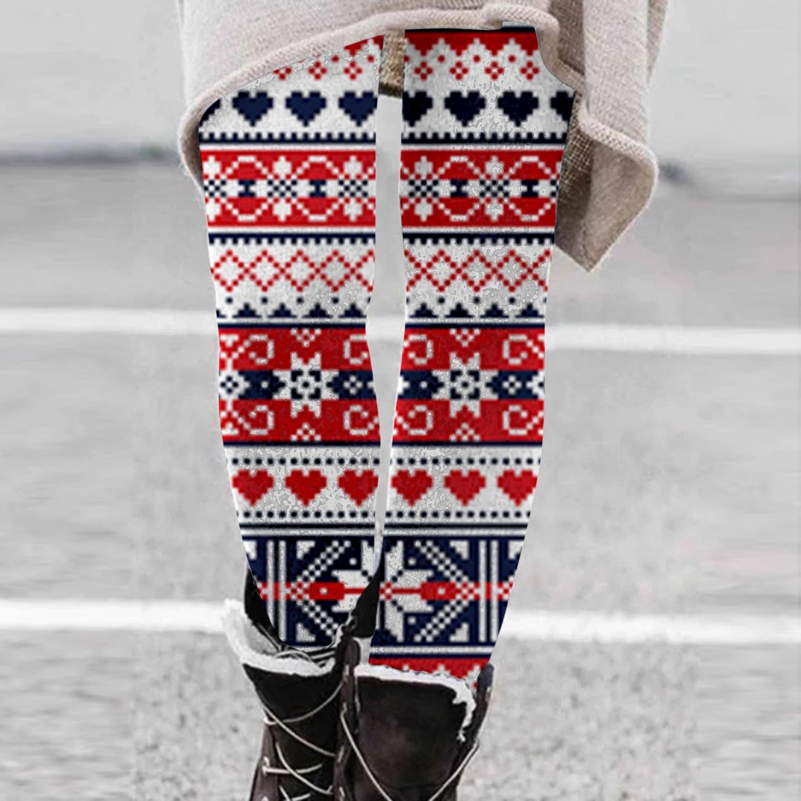 DKLOVIFU Жіночі Різдвяні, Зручні, Легінси Slim Cut з Сантою, Тваринами, Подарунками та Принтом Сніжинок, Повсякденні Штани, Блискучий Верх, Спортивний одяг, Shapewear, Жіночий одяг Для вулиці, фото №3
