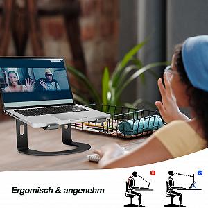 Подставка для ноутбука Konsol: Съемная с вентиляцией, портативная подставка для ноутбука, совместимая с ноутбуками 10-15,9 дюймов MacBook, HP, Dell, Lenovo, Samsung, Acer, Huawei (Черная изогнутая) synthetic.ua - Фото 1